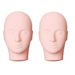 Pro Training Mannequin Flat Head Practice Make Up Eye Lashes Eyelash Extensions,Practice Training Head Manikin Cosmetology Mannequin Doll Face Head-2 Pack