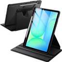 JETech Rotating Case for Samsung Galaxy Tab S10 FE Plus/ S10 FE+ 13.1-Inch with S Pen Holder, 360 Degree Rotation Protective Stand Cover Clear Back, Auto Wake/ Sleep (Black)