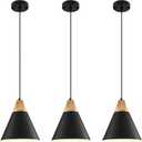 Modern Pendant Lights, 3 Packs 9.4inch Black Pendant Light, Kitchen Pendant Lights, Farmhouse Pendant Light for Kitchen, Living Room, Bar, Bedroom, Office, Ceiling 3 Packs