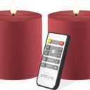 smtyle 4x4 Red Candles Pillar Plastic Flameless Set of 2 Flickering LED Battery Operated with Timer Electric Candles for Decorations Wedding Party