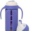 Tabor Place Glass Sippy Cup for Toddlers - The Luca | Spill-proof | Silicone Straw | Indigo Purple | 8 oz | Liquids Never Touch Plastic | Removable Handles