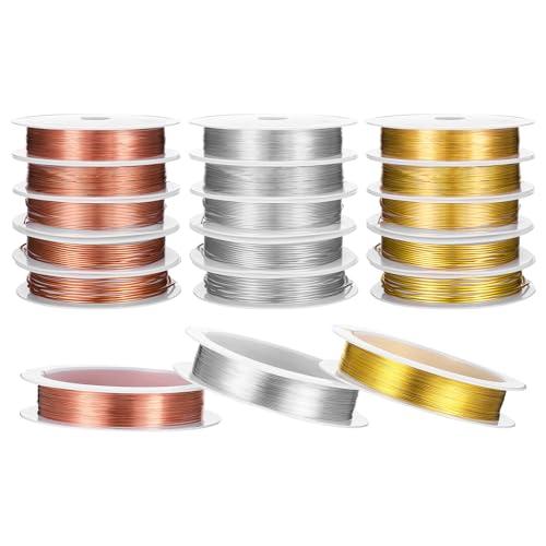 15 Rolls 5 Size Jewelry Wire for Jewelry Making,18/20/22/24/26 Gauge Copper & Stainless Steel Bendable Tarnish-Resistant Beading Wire for Crafts Engraving Pliers