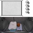 Kaskawise Elastic Cargo Net for SUV,Universal Truck Net Organizer with Storage Bag,32"x24" Stretch to 56"x42" Small Cargo NetBungee Mesh Cargo Hold for Car,Truck,Pickup,RV,Road Trip Essentials