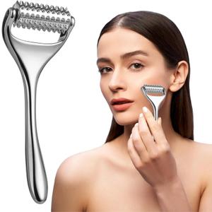 Varku Massage Roller, Face Acupressure Roller, Handheld Acupuncture Roller, Metal Handheld Acupressure Massager with 100 Trigger Points, Manual Massage Tool for Neck Arm Leg Foot