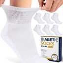 Diabetic Ankle Socks for Men & Women | 6 Pairs Wide Non Binding Socks Quarter Length | Edema Neuropathy Socks for Women & Men, Medium