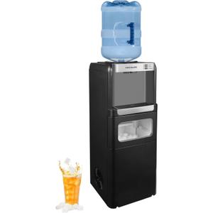 Frigidaire 3-in-1 Ice & Water Machine Hot or Cold Top-Load Water Cooler Dispenser for 5 Gal Bottle Built-in Bullet Ice Maker Compact, Black