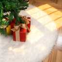 Christmas Tree Skirt White, 48 Inch Soft Faux Fur Xmas Tree Skirts, Large Luxury Velvet Plush Christmas Trees Decoration, White Ornaments for Christmas Holiday Party Indoor Party Home Decor