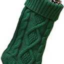 Meiosuns Christmas Stockings Cable Knit Stocking Christmas Decorations Goodie Bags Gift Fireplace Xmas Tree Stocking Ornaments for Holiday Family Friends (Green, Length 18",Pack of 1)