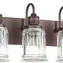3 Light Bathroom Vanity Light - HWH Bathroom Lights Over Mirror Farmhouse Vanity Sconce Wall Lighting with Bell-Shaped Clear Glass, Oil-Rubbed Bronze Finish, 5HZG106B-3W ORB