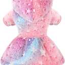 Dog Sweaters for Small Dogs Girl Night Glow Dog Hoodie Warm Fleece Doggie Sweatshirt Cute Puppy Dress Winter Pet Sweaters Doggy Clothes Outfit Apparel for Chihuahua Yorkie, Star, M (Medium (Chest 17in ))