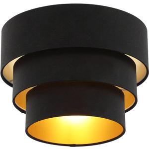 Mateyrie Lamp Shades for Hanging Lamp Floor Lamps Pendant Light Replacement, 3Tier Drum Lamp Shade with Black Fabric for Living Room Dining Hall Bedroom (Black)
