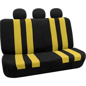 FH Group Striking Striped Car Seat Covers - Universal Fit, Washable Seat Covers for Cars, SUVs, Vans, Sedans, Yellow, Rear Set