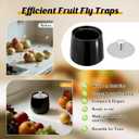 Ceramic Fruit Fly Trap for Indoors, Reusable Kitchen Fly Catcher with Stainless Steel Vent Lid, Uses Safe & Natural Vinegar Bait Trap, Dishwasher Safe, Easy to Use(Black,1 Pack)