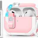 with Safety Lock for AirPods Pro 2nd Generation Case with Cleaner Kit, Hard AirPod Pro Case Cover with Keychain for Men Women Grily, for Apple AirPod Pro 2nd/1st Gen Case (2023 USB-C/2022/2019)-Pink