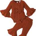 SUNNY PIGGY Baby Girl Clothes Infant Newborn Outfits Romper 0-18 Month Toddler Girls Clothing Pant Set (Orange)