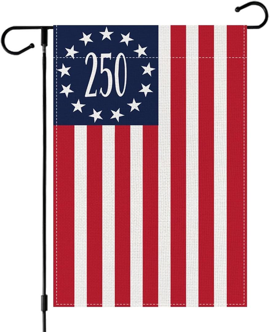 250 Years America Anniversary Garden Flag, Double-sided American flag Patriotic 4th of July Yard Sign for Outdoor Independence Day Decorations