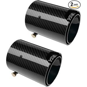 YDES 2.5 Inch Inlet Set of Carbon Fiber Car Exhaust Tips Fit for 2.5 Inch 63mm Exhaust Pipe BLack