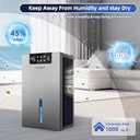 Dehumidifier, 98OZ Dehumidifiers for Home(1000sq.ft), Humidity Display Dehumidifier for Basement Bathroom Bedroom, Auto Shut Off, Washable Filter, Drain Hose, Timer, 7 Ambient Lights, Gray