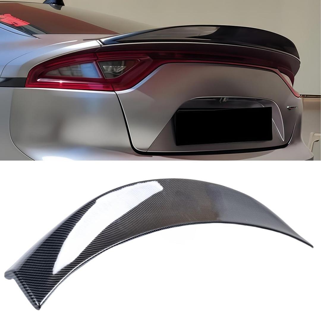 Rear Spoiler Compatible with 2018-2024 Kia Stinger, CK Style Trunk Exterior Duckbill High Kick Tail Deck Lid Wing Lip Splitter 2018 2019 2020 2021 2022 2023 2024 (Carbon Fiber Pattern)