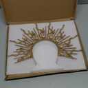 COSUCOS Medusa Snake Halo Crown - Gold Sunburst Spiked Renfaire Sun Halo Headband with Flower Rhinestones, Greek Goddess Virgin Mary Headpiece for Women Renaissance Halloween Cosplay Renfaire Costume