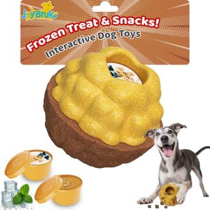Interactive Dog Toys for Aggressive Chewers, /No Oil Needed/Smooth Screwing Frozen Treat Freezable Dog Puzzle Treat Dispensing Toy to Keep Them Busy for Small Medium Large Breeds (Brown)
