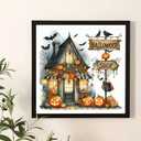 BOHADIY 5D Diamond Art Kits for Adults, Halloween Diamond Painting for Adults Full Round Drill, DIY Pumkin Skull Paint with Diamond Dots Gem Art Craft Set Picture Gift 12x12inch