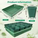 June Fox 60 Pcs Square Nursery Pots for Plants, 5 Pcs Seed Starter Tray Kit, Small Seedling Pots 4 Inch with 60 Plant Tags, Seedling Trays (Green)