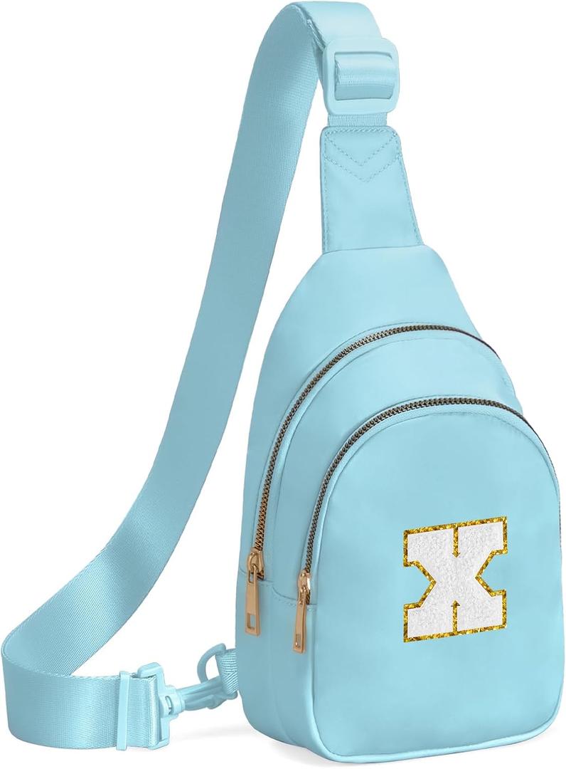Birthday Gifts for 7 8 9 10 11 12 13 Year Old Girls Small Initial Sling Bag Cross Body Bag Fanny Pack for Girls (Icing Blue)