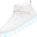 APTESOL Unisex LED Shoes High Top Light Up Sneakers for Women Men (8.5 Women/7 Men, White)