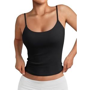 Trendy Queen Womens Spaghetti Strap Tank Top Summer Double Lined Workout Camisole Going Out Cute Tops Y2k Teen Girl Basic, Size M