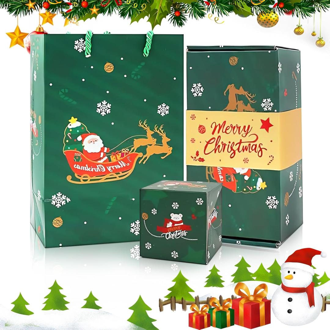 Yiishuiil 12pcs Surprise Box Gift Box, 2026 Christmas Explosion for Money, Pop Up Money Gift Box for Cash Gift, Christmas (Green)