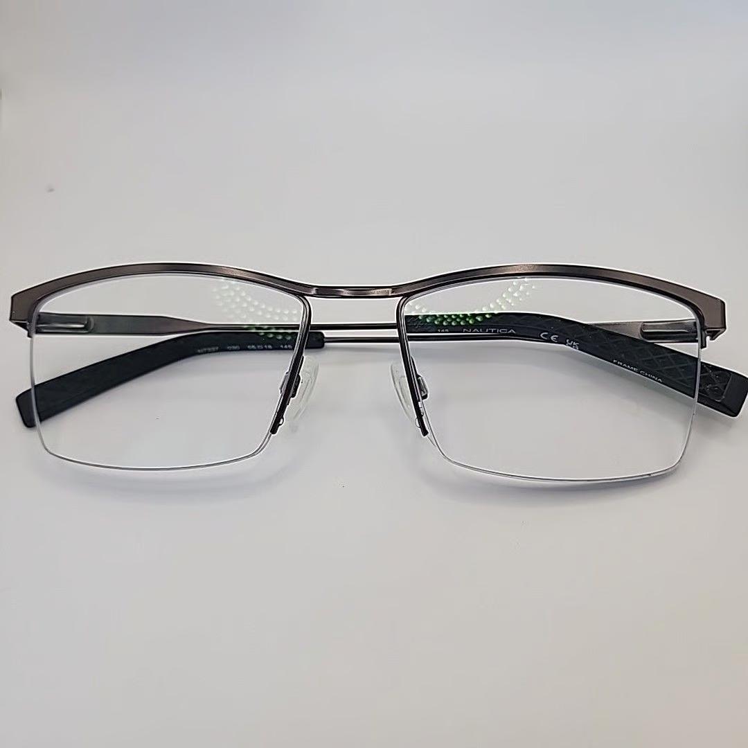 Nautica Eyeglass Frame N7337 030 Matte Bronze 55-18 145 Half Rim Metal Rectangle