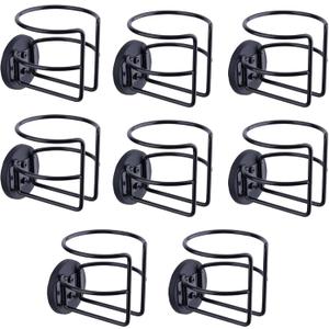 8 Pack Magnetic Cup Holder with 2 Screws Mount, Full Covered Bus Tractor Cup Holder, Magnet Bottle Drink Holder, Black