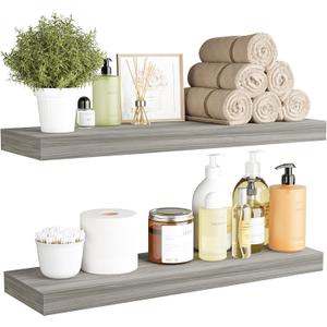 BAMEOS Floating Shelf,Wall Shelf,Decor Wall Mounted Shelves,Hanging Shelf Set L24xW6 for Bathroom Kitchen Living,Kitchen,Room Bedroom Storage,Walnut (24x6)