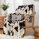 Cow Print Heated Electric Blanket Soft Western 60" x 50" Heating Blanket Cozy Throw Fast Heating 1-10H Auto-Off 8 Heat Level Over-Heat Protection Double Sided Cow Printing (Black, Brown and White)