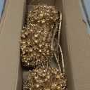 Hollyone 3Pcs Gold Artificial Ball Hydrangea Flowers Fake Silk Hydrangea Ball Flower Floral Arrangements Bouquets Faux Hydrangeas Stems for DIY Wedding Party Centerpieces Decoration Office Home Decor