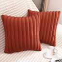 2 Pack 18x18 Pillow Cover Velvet Pillow Covers, Faux Fur Square Throw Pillow Covers for Living Room Decorations Throw Pillow Case, Throw Pillow Cover Cushion Cover for Home Sofa Bedroom Car, Rust