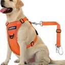 VavoPaw Dog Seat Belt Harness for Car, Dog Car Harness Adjustable Mesh Breathable & Dogs Seatbelt Safety Tether with Elastic Bungee for Small Medium Large Pets(Orange, L)