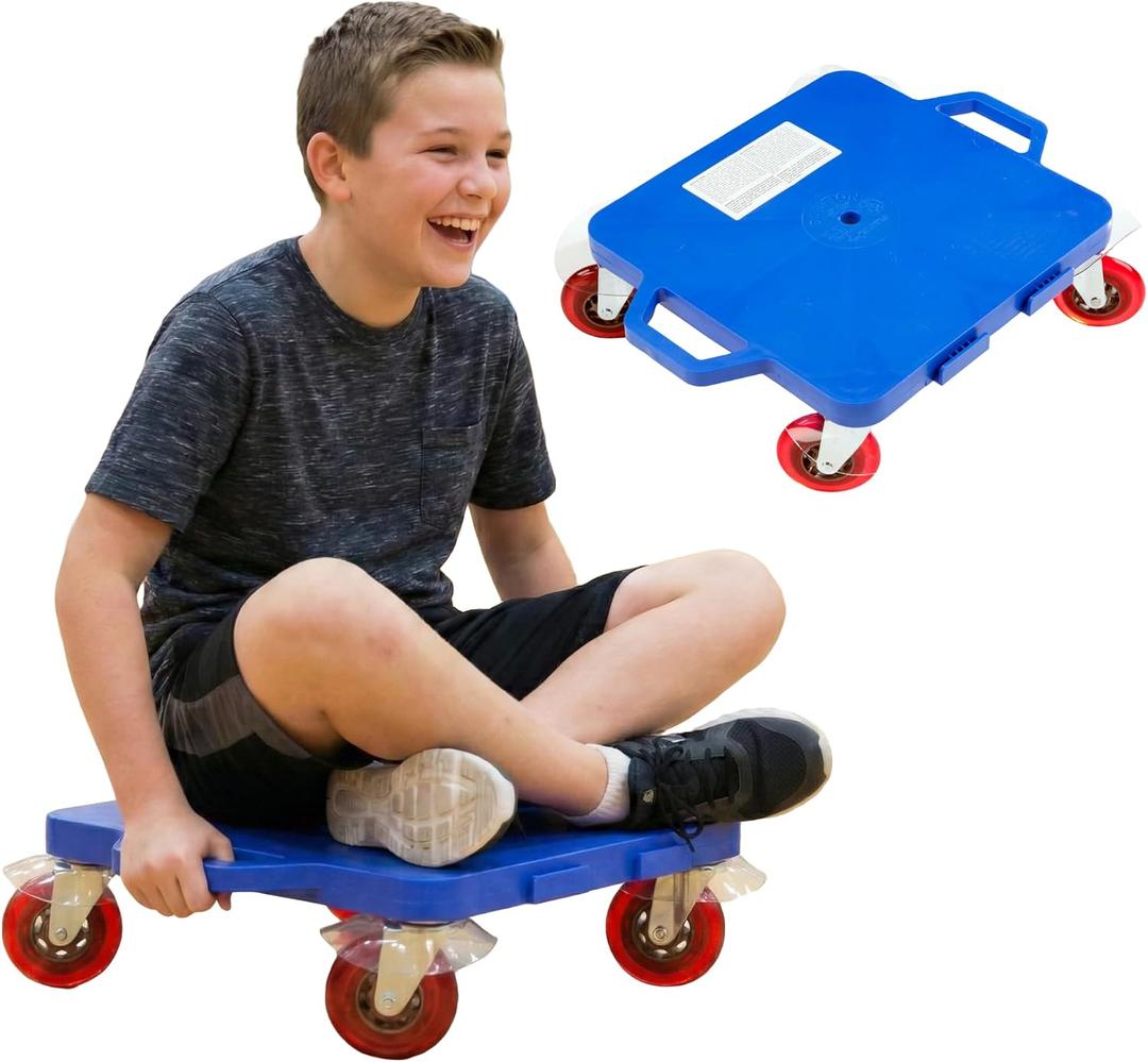 Cosom Scooter Board, 16 Inch Premium Sit & Scoot Board with 4 Inch Non-Marring Performance Wheels, Double Race Bearings, & Safety Handles, Physical Education Class Equipment