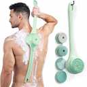 ME JO Electric Body Brush Back Scrubber for Shower | Massaging Spin Brush | 5 Replacement Heads | Waterproof | Rechargeable |Shower Back Scrubber for Men Women | Exfoliating Bath Brush(Green)