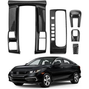 Center Console Gear Shift Panel Cover for Honda 10th Gen Civic 2016 2017 2018 2019 2020 2021 Accessories Interior Decorations Carbon Fiber Style Accessories(Not for Manual Transmission)