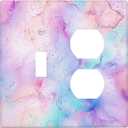 Light Switch Cover Plate Pink Purple Abstract Marble Modern 2 Gang Outlet Covers 1 Toggle 1 Duplex Wall Plate Electrical Switch Plate Covers for Bathroom Bedroom Decor