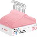 HOUSE DAY 14 Inch Kids Velvet Hangers 50 Pack, Durable Big Kids Hangers, Non Slip Kid Felt Hanger for Youth, Cute Childrens Hanger for Closet, Pink