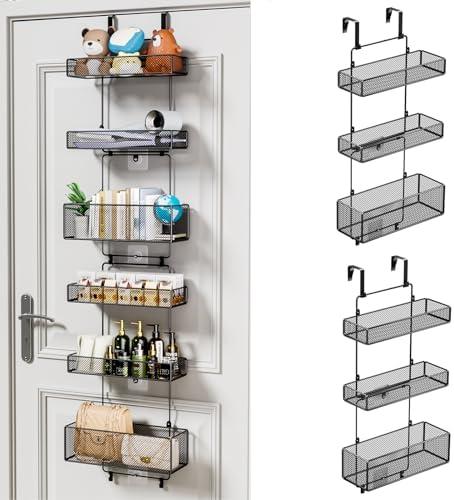 HapiRm Over Door Organizer Storage - Separable Door Organizer Hanging with 6 Metal Large Capacity Baskets for Bathroom Bedroom Kitchen Pantry Closet (Black)