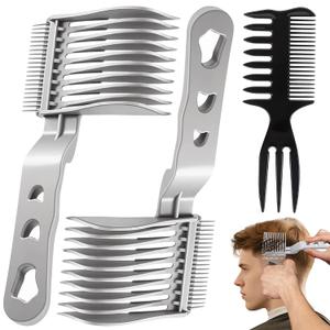 Blend Friend Fade Comb Set Black Professional Barber Combs for Men & Boys, Self Haircutting Tools for Fading & Blending, Salon or Home Use (Grey 3PC)