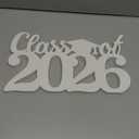 Class of 2026 Sign Graduation Decorations, White Faux Wooden Photo Booth Props, 2026 Graduation Table Decorations for Any Schools Party