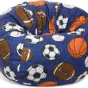 Novabright Stuffed Sports Storage Bean Bag Chair Cover for Teens 2.3 Feet Plush Soft Bean Bag Ball Themed Sofa Organizer with Double Stitched Zipper Washable Kids Room Decoration No Filling