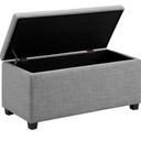 Amazon Basics Upholstered Storage Ottoman and Entryway Bench, 35.5"L, Light Gray, Size	‎41.9D x 90.2W x 43.2H cm