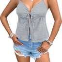 Women's Sexy Lace Spaghetti Strap Y2k Vests Tie Split Front Tank Backless Halter Crop Tops