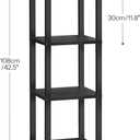 HOOBRO Small Bookcase, Industrial Style Bookshelf for Narrow Spaces, 4-Tier Square Book Shelf Stand, Easy to Install, Wooden Storage Rack Display Shelf, Corner Shelf for Living Room, Black BK08CJ01, 11.8"L x 11.8"W x 42.5"H
